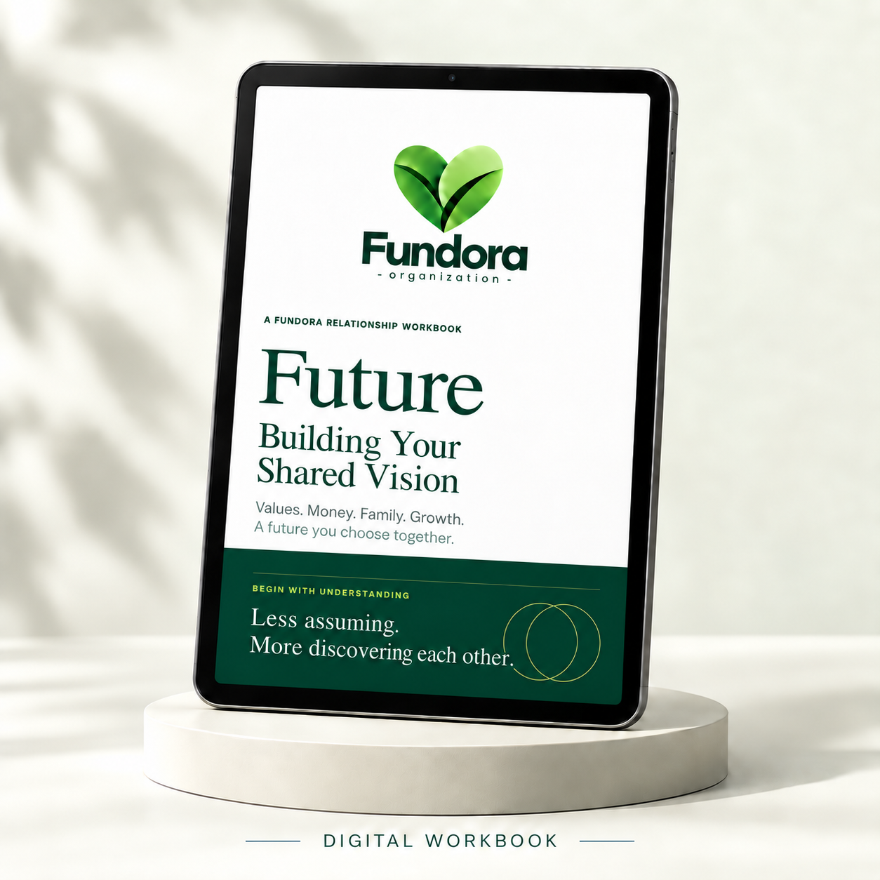 Fundora Future digital workbook displayed on a tablet
