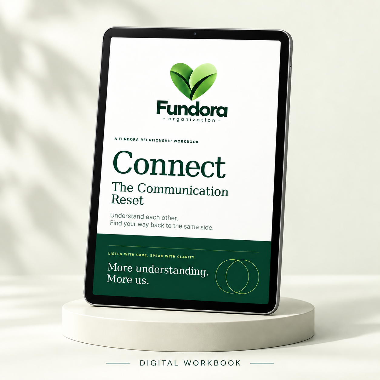 Fundora Connect digital workbook displayed on a tablet